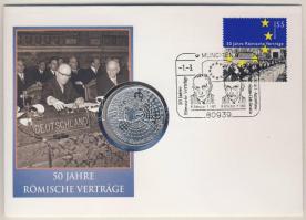 Németország 2007. 10€ Ag "50 éves a Római Szerződés" érmés borítékon alkalmi bélyegzős bélyeggel T:BU