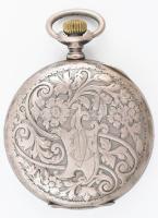 Perfecta zsebóra, ezüst (Ag) tokos, duplafedeles, sérült számlappal, működik, d: ~4,5 cm