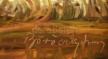 Böröczky Ferenc (1921-2004): Hazafelé. Olaj, fa. Jelzett. Dekoratív fakeretben. 13x18,5 cm