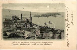 1899 (Vorläufer) Budapest XIII. Buda és Szent Margitsziget, litho. Rigler részv. Társ.