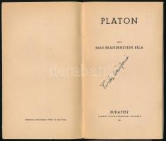 Báró Brandenstein Béla: Platon. Bp., 1941, Szent István-Társulat, 205+(1) p. Kiadói papírkötés, a bo...