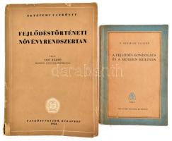 Soó Rezső: Fejlődéstörténeti növényrendszertan. Egyetemi tankönyv. Bp., 1953, Tankönyvkiadó. Fekete-fehér és színes ábrákkal illusztrált. Sérült kiadói papírkötés. Megjelent 2000 példányban. + Heribert-Nilsson, [Nils]: A fejlődés gondolata és a modern biológia. Ford.: Tábor Béla. Bp., 1945, Egyetemi Nyomda, 28 p. Kiadói papírkötés, a gerincen kis sérülés.