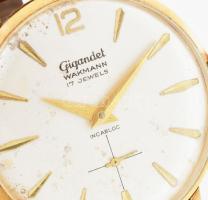 Gigandel Wakmann 14K arany karóra, kézi felhúzós, működő, jó állapotban, régi bőr szíjjal 35 mm