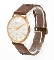 Gigandel Wakmann 14K arany karóra, kézi felhúzós, működő, jó állapotban, régi bőr szíjjal 35 mm