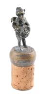 Puttó figurális bordugó, ezüstözött bronz, kopásokkal, m: 8 cm