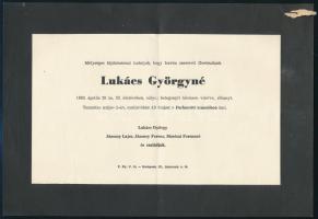 1963 Lukács Györgyné Bortstieber Gertrúd halálozási értesítője