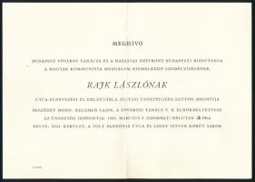 1969 Rajk László utca (XIII. ker Pannónia utca) utca elnevezési ünnepségére szóló meghívó hajtásnyommal