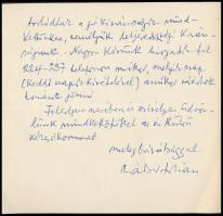 1962 Zádor István (1882-1963) festő, grafikus autográf levele Vas Zoltán írónak volt államiniszterne...