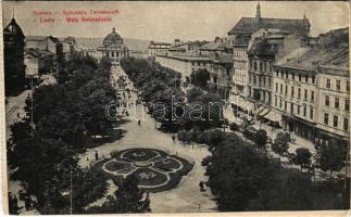 Lviv, Lwów, Lemberg; Waly Hetmanskie / street view, market place, Hotel Victoria, from postcard booklet (EK)