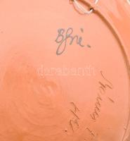 Nagyméretű Mónus Ferenc Hódmezővásárhely falitál, kopásokkal, jelzéssel, d: 40,5 cm