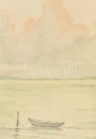 Barabás Reismann Gizella (1893-1985): Balaton. Akvarell, papír, jelzett, üvegezett fakeretben, 18×15...