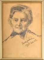 Arányi Mária, Huszka Jenőné (1897-1977): Portré, 1965. Ceruza, papír, jelzett. Lap alja foltos. Üvegezett fakeretben. 27x20 cm