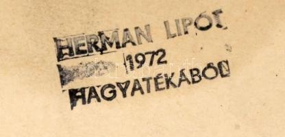 Herman Lipót (1884-1972): Vázlatok. Golyóstoll, papír, hagyatéki pecséttel, üvegezett fakeretben, 23...