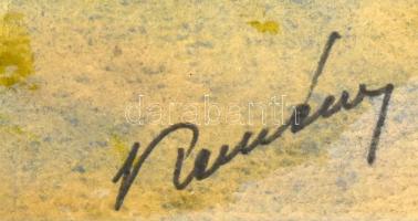 Kemény jelzéssel (Kemény Zsigmond?): Tanya ősszel. Akvarell, papír, üvegezett fakeretben. 20x28 cm