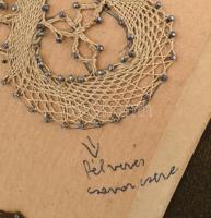 Régi csipkeverő fa, cca 100 darab verőkével, szép állapotban, h: 30 cm