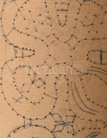 Régi csipkeverő fa, cca 100 darab verőkével, szép állapotban, h: 30 cm