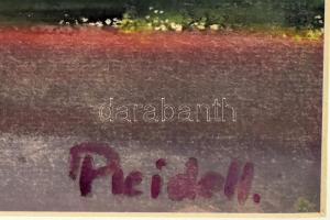 Pleidell jelzéssel: Vízparti táj. Akvarell, papír, üvegezett fakeretben, 28×22 cm