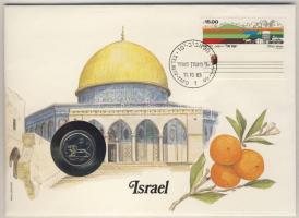 Izrael 1982. 1/2Sh érmés borítékon ívszéli bélyeggel, ismertetővel T:BU