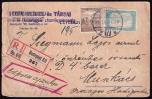 1918 Expressz ajánlott levél 95f bérmentesítéssel Budapestről Munkácsra
