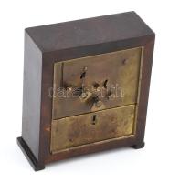 Hansa asztali óra, fa testtel, ékszertároló részéhez kulcs hiányzik, sérüléssel, m: 14 cm