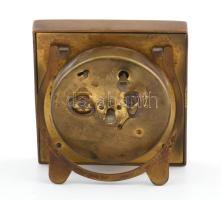 Antik támasztós asztali óra réz testtel, kopással, nem jár, jelzés nélkül, m: 7,5 cm