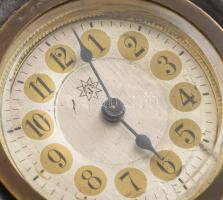 Szecessziós stílusú Junghans asztali óra, fém házzal, nem működik, korának megfelelő állapotban, m: ...