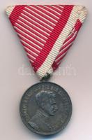 1917. Károly Ezüst Vitézségi Érem II. osztálya hadifém kitüntetés mellszalaggal T:XF Hungary 1917. Silver Medal for Bravery 2nd class war metal decoration with ribbon C:XF