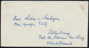 1946 (15. díjszabás) Levél Milliós 4 millió P 10-es tömbbel bérmentesítve, Ausztriába küldve (eltömő...