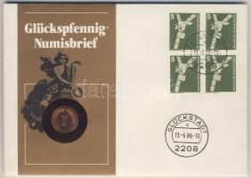 NSZK 1984. 1Pf érmés borítékon 4 db bélyeggel, hátoldali ismertetővel T:1-