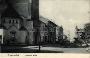 1914 Rimaszombat, Rimavská Sobota; Erzsébet tér, piac, Stech Kálmán üzlete. Ifj. Rábely Miklós kiadása / square, market, shops