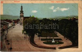 1916 Zólyom, Zvolen; Fő tér, Rákóczi szobor / main square, statue (EB)