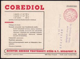 1948 Corediol gyógyszerreklám a budapesti Richter Gedeon vegyészeti gyártól