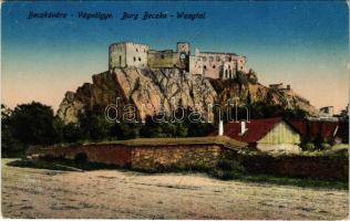 Beckó, Beczkó, Beckov; Vágvölgy, Beckó vára. Schwarcz Vilmos kiadása / Burg Beczko, Das Waagthal / Povazie, Beckovsky hrad / Váh valley, castle