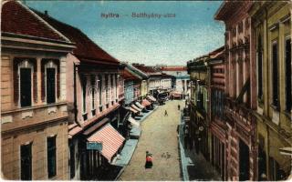 Nyitra, Nitra; Batthyány utca, Dirnfeld Samu üzlete / street view, shops (kopott sarkak / worn corners)