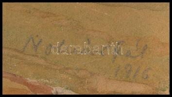 Molnár C. Pál (1894-1981): Lovak a tájban, 1916. Akvarell, papír, jelezve jobbra lent, kissé sérült....