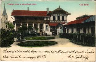 1906 Csíz, Csízfürdő, Kúpele Cíz; Társalgó terem és igazgatósági épület, templom. Fogel Mór kiadása / directorate and club, church (EK)