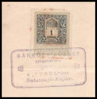 1909 Balatonfőkajár, Sárközy József gyógyszertára a "Turulhoz" által kiállított bizonyítvá...