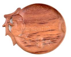 Faragott tikfa kínáló, kopással, h: 19 cm