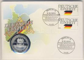 Németország 1990. "Német egység" Ag 14,3g emlékérem érmés borítékon 2 db bélyeggel, elsőnapi bélyegzővel, hátoldali ismertetővel T:PP
