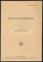 Szókimondó János: Magyar kérdések. Szolnok, 1940. Varga József. 16p. Kiadói papírborítóval