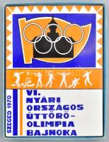 VI. Nyári Országos Úttörő Olimpia bajnoka, Szeged, 1970 porcelán plakett, jelzés nélkül, hibátlan, 20,5x15,5 cm