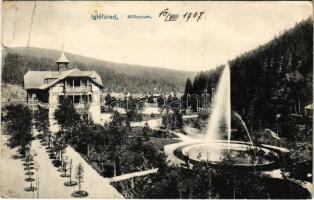 1907 Iglófüred, Bad Zipser Neudorf, Spisská Nová Ves Kupele, Novovesské Kúpele; Millenium szálloda. Wlaszlovits Gusztáv kiadása / hotel villa, spa (b)