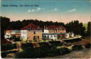 Pöstyén, Piestany; Pro Patria od Váhu / Pro Patria katonai szanatórium a Vág partján / military sanatorium, spa (vágott / cut)