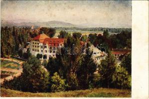 1923 Pöstyén, Pistyan, Piestany; látkép / general view, spa s: V. Maly (fl)