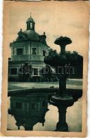 1930 Stubnyafürdő, Túróchévíz, Stubnianske Teplice, Turcianske Teplice; Vodotresk / szökőkút / Springbrunnen / fountain, spa (EB)