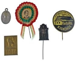 ~1940-1970. 5db-os Petőfi témájú jelvény tétel, közte "Talpra magyar " bronz lemezjelvény (22x18mm) T:AU,XF