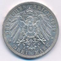 Német Államok / Poroszország 1912A 3M Ag "II. Vilmos" Berlin (16,69g) T:AU,XF karc / Germa...