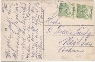 Királyháza, Korolevo, Královo nad Tisou; Vöröskereszt épület és a vasúti átjáróhíd a vasútállomásnál...