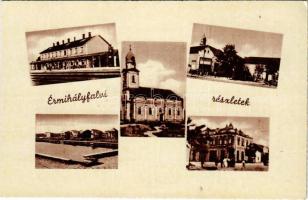 Érmihályfalva, Valea lui Mihai; mozaiklap vasútállomással / multi-view postcard with railway station (EK)