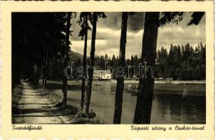 Tusnádfürdő, Baile Tusnad; Tóparti sétány a Csukás-tóval / spa, lake, promenade